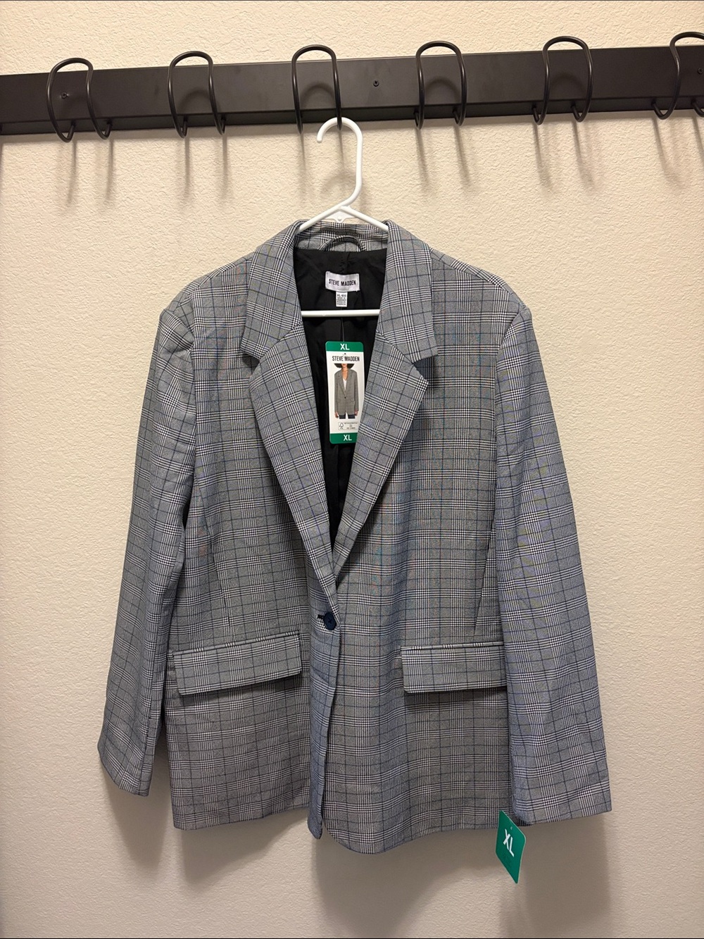 New Women’s Steve Madden Single Button Notch Lapel Blazer - Gray - Size XL